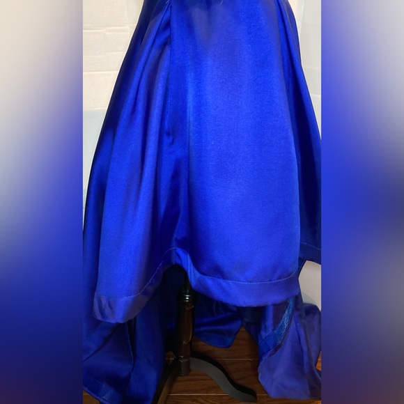B.Darlin Dress Formal Prom Homecoming Blue & Silver High/Low Size 7/8 [bb] - Picture 3 of 8